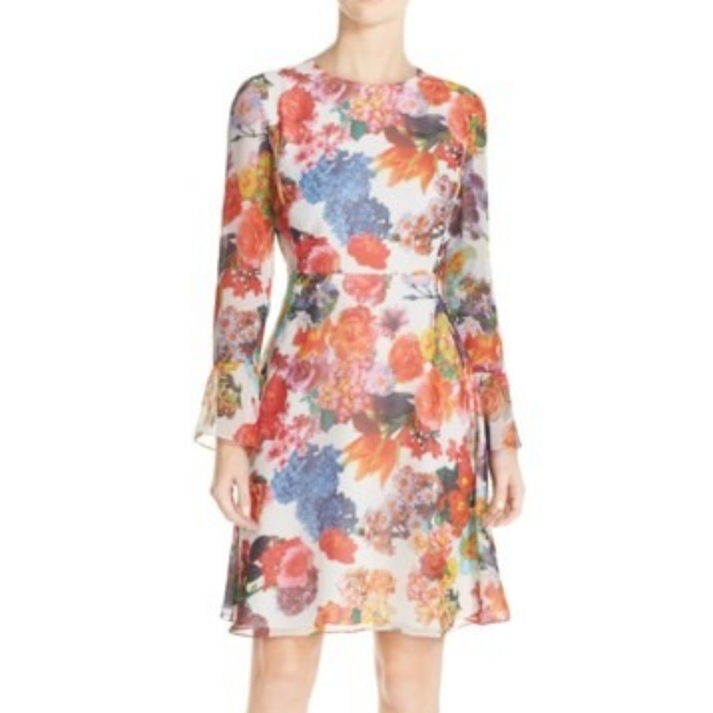 Nwt Betsey Johnson Chiffon Floral Dress, 2